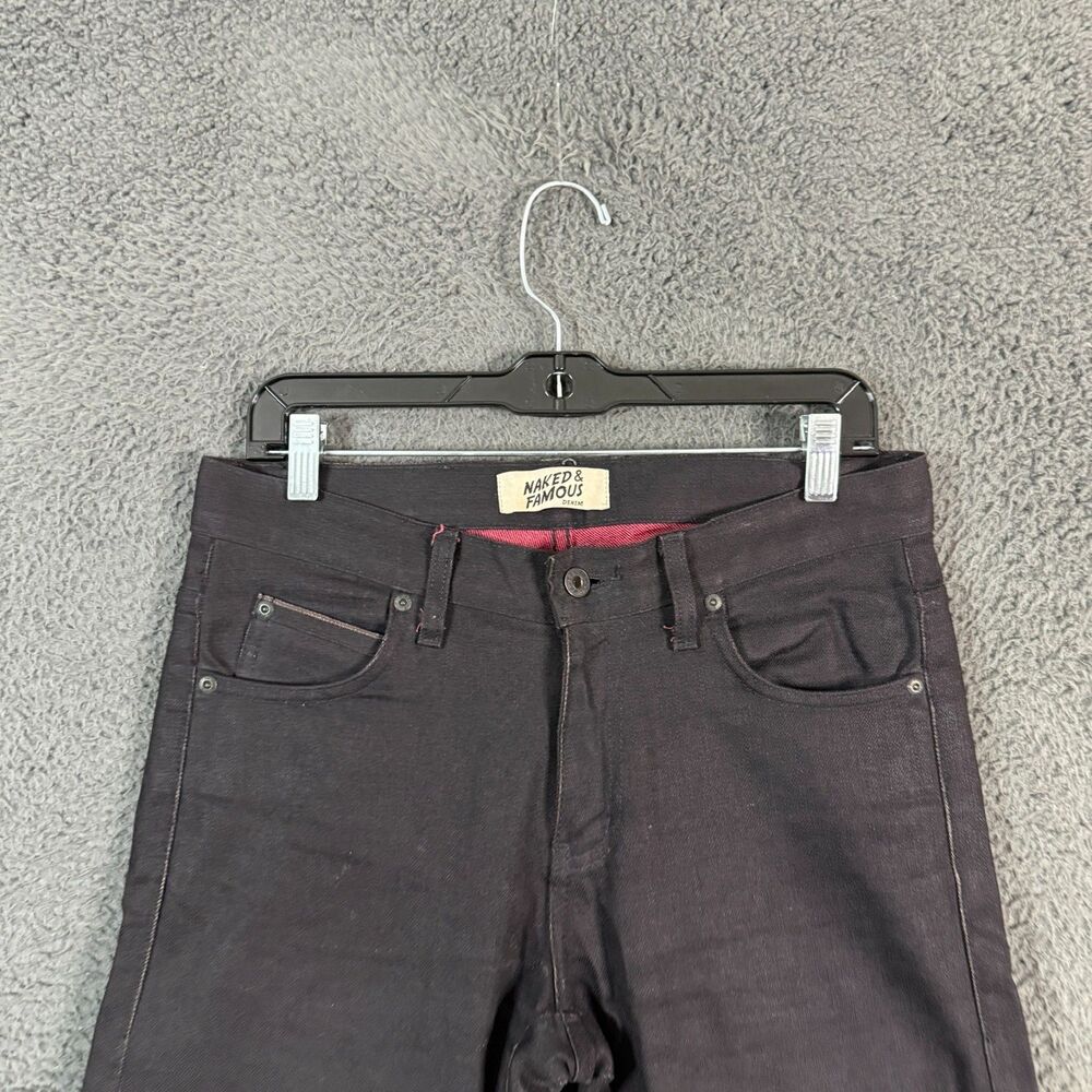 Naked & Famous Jeans Mens 30x30 Black Super Skinny Guy Stretch Selvedge Denim - Picture 2 of 16
